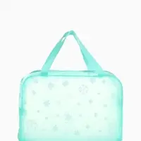 Косметичка - сумочка на молнии для бассейна, с ручками, с рисунком, зелёная