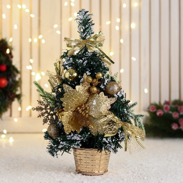 Ёлка декор Ёлка декор "Праздничная" цветок шары, 15х29 см, золото