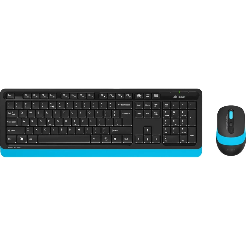 Набор клавиатура+мышь A4Tech Fstyler FG1010 кл:черн/син м:черн/син USB WLS