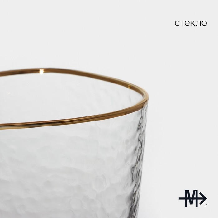 Бокал для вина стеклянный Magistro «Жемчуг», 300 мл, 8,5×22 см, с золотой отводкой Бокал для вина стеклянный Magistro «Жемчуг», 300 мл, 8,5×22 см, с золотой отводкой