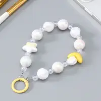 Брелок на карабине "Тюльпаны и звёзды" жёлто-перламутровый 11х4х1,5 см