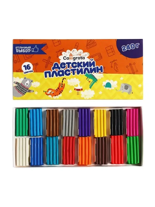 Пластилин Calligrata &laquo;Классический&raquo;, 16 цветов, 240 г