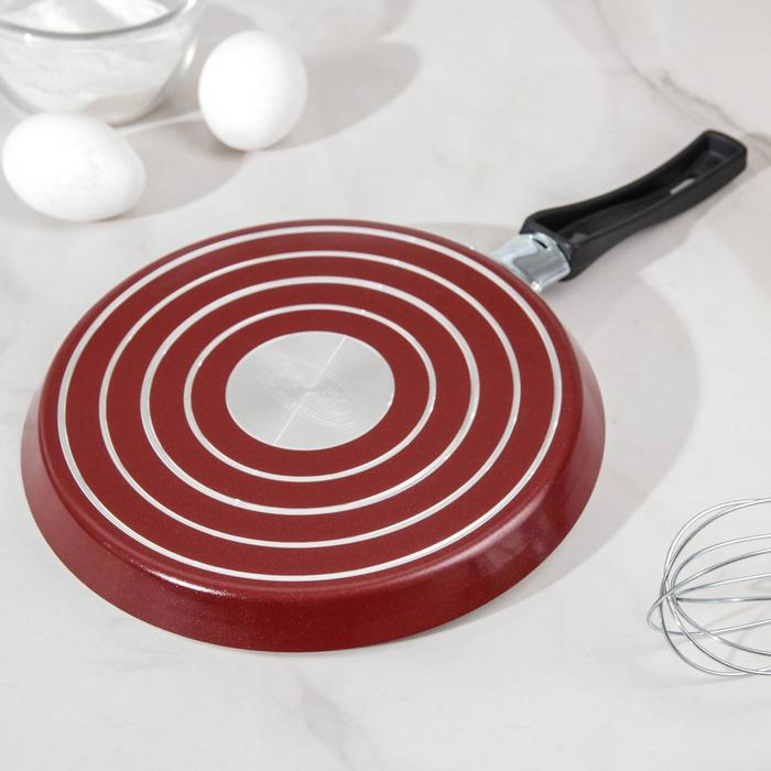 Сковорода блинная «Эксперт», d=22 см, пластиковая ручка, антипригарное покрытие, цвет бордовый Сковорода блинная «Эксперт», d=22 см, пластиковая ручка, антипригарное покрытие, цвет бордовый