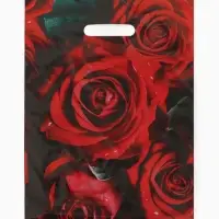 Пакет &laquo;Алые розы&raquo;, полиэтиленовый с вырубной ручкой, 30&times;40 см, 50 мкм
