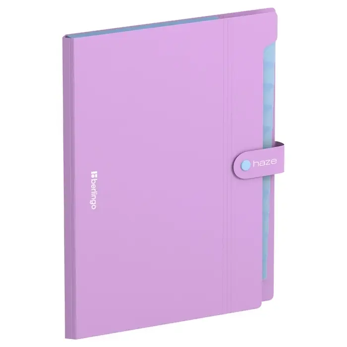 Папка А4, 12 отделений, Haze, 600 мкм, на кнопке, сиреневая