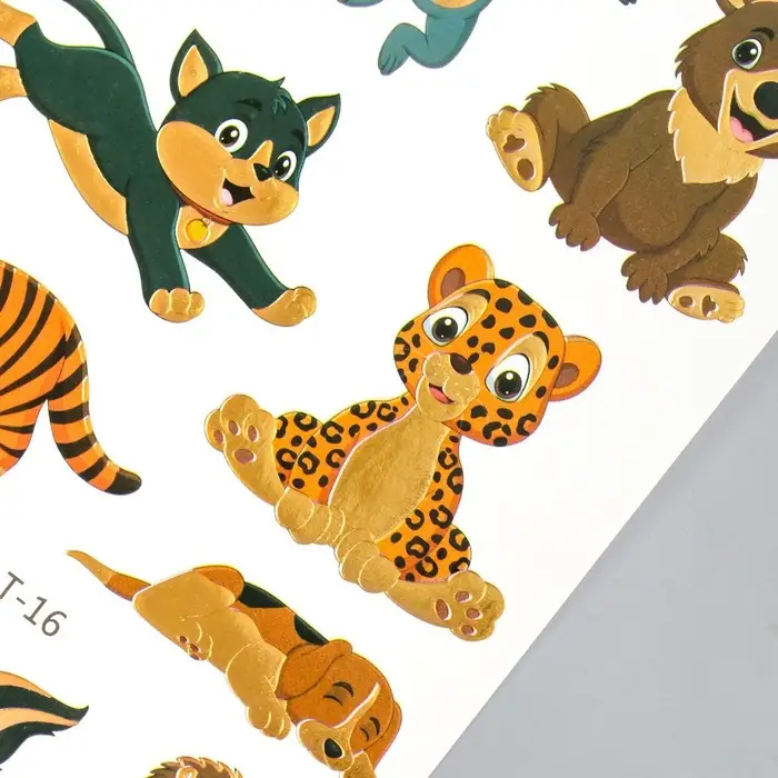 Переводные тату на тело цветная с золотом «Звери», 15×10.5 см, МИКС