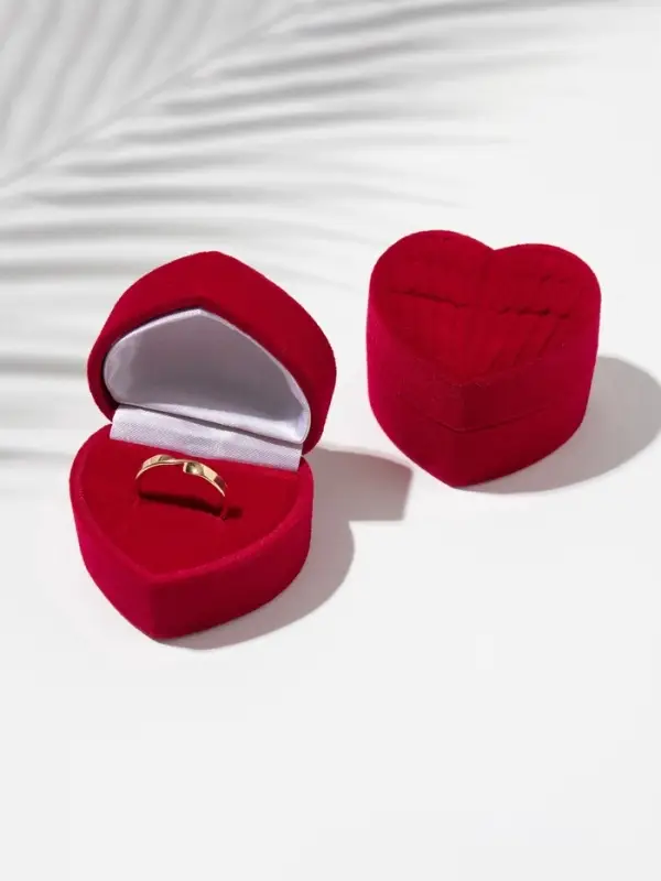 Футляр под серьги, кольцо &laquo;Сердце&raquo;, бархатный, 5.2&times;4.6 см, бордовый