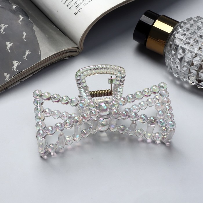 Краб для волос Краб для волос "Хелен" бантик, 9 см, прозрачный