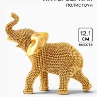 Фигурка полистоун &laquo;Золотой слонёнок&raquo;, бисерный, 11&times;5&times;12.1 см