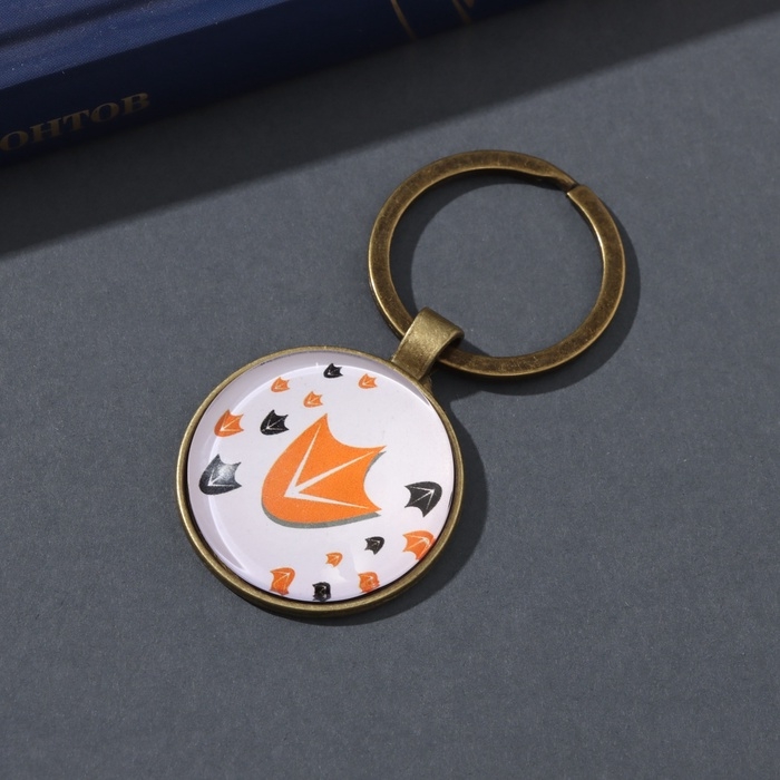 Брелок стекло, металл  Брелок стекло, металл "Круг. Следы утки" d=3 см