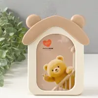 Фоторамка пластик карандашница 10х15 см "Домик с ушками мишки" бело-бежевый 4,8х16,7х20 см   1096452