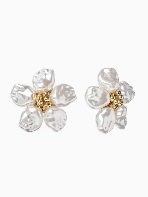 Серьги с жемчугом &laquo;Эксклюзив&raquo;, цветок, цвет золото