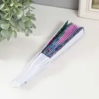 Веер пластик, текстиль "В тропиках" МИКС 23 см