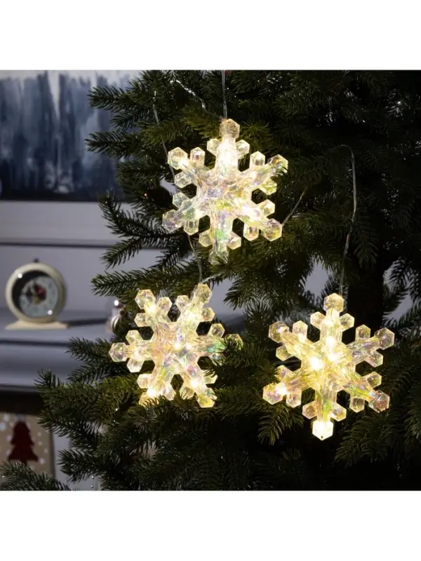 Гирлянда &laquo;Нить-грозди&raquo; 120 см, прозрачная нить, &laquo;Снежинки&raquo;, 30 LED, 4.5В, от батареек AAх3, свечение тёплое белое