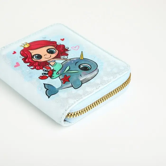 Кошелёк детский &laquo;Русалочка&raquo;, на молнии, голубой