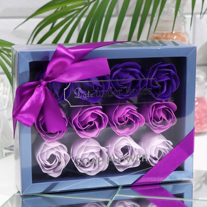 Мыльные розочки, цветные оттенки, набор 12 шт. Мыльные розочки, цветные оттенки, набор 12 шт.