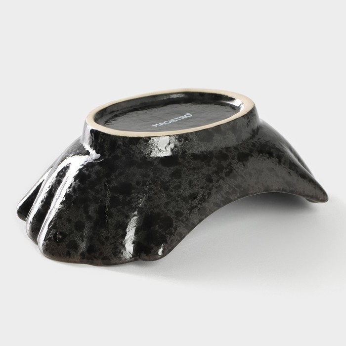 Салатник фарфоровый Magistro «Ночной дождь», 13×8×4,5 см, цвет чёрный Салатник фарфоровый Magistro «Ночной дождь», 13×8×4,5 см, цвет чёрный