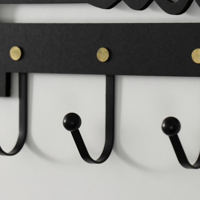 Крючки декоративные дерево Крючки декоративные дерево "Ключ от дома" чёрный, зеркальный 4,5х40,5х14,5 см