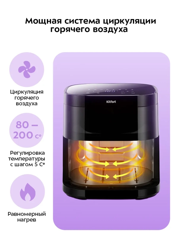 Аэрогриль- сушилка с решеткой КТ-2291 - 5.7 л - 1700 Вт Аэрогриль- сушилка с решеткой КТ-2291 - 5.7 л - 1700 Вт