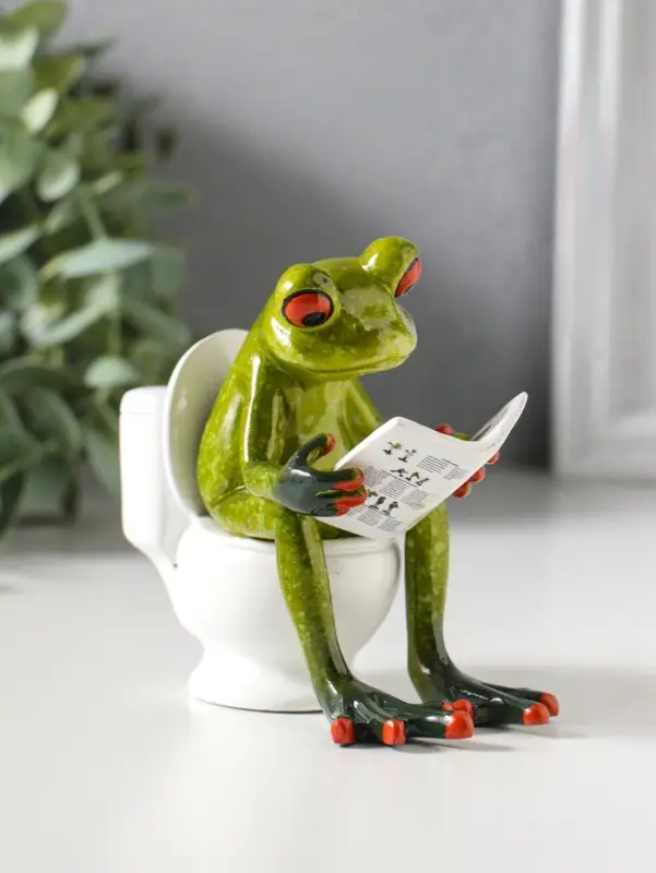 Сувенир полистоун лак "Лягушонок на унитазе с журналом" 10,5х6х10,5 см
