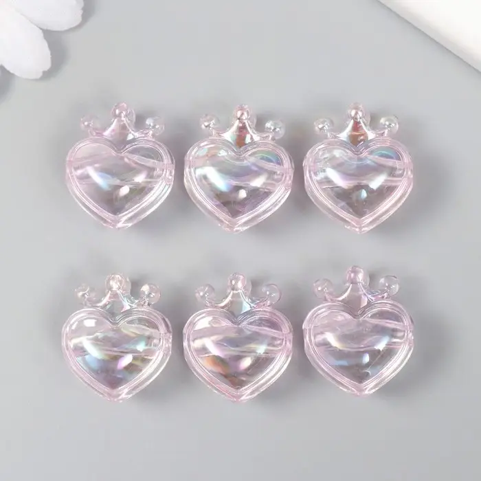 Бусина для рукоделия и плетения «Арт Узор. Сердечко с короной сиреневое», пластик, 2.1×1.4×2.5 см