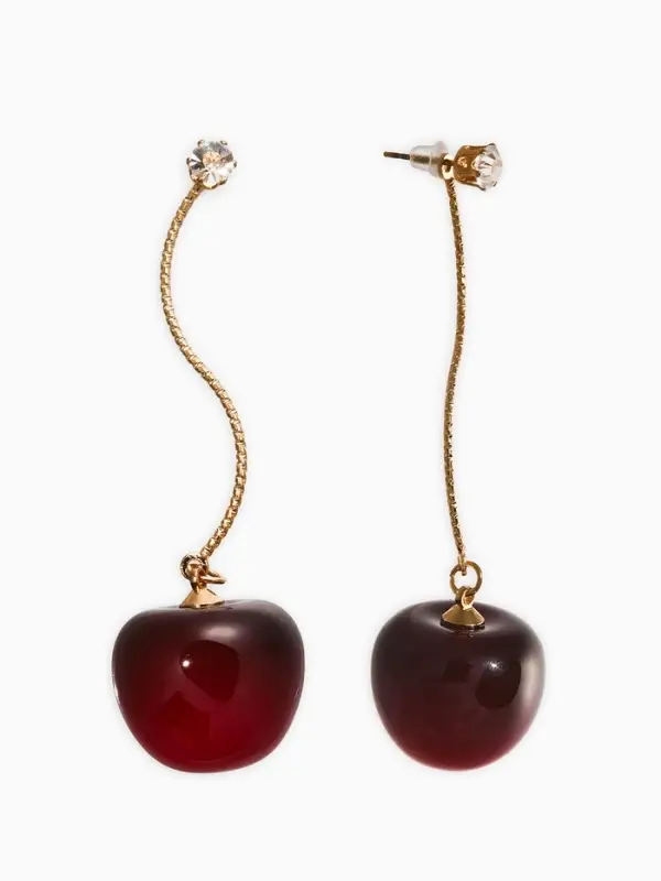 Серьги Серьги "Черешня", цвет бордовый в золоте