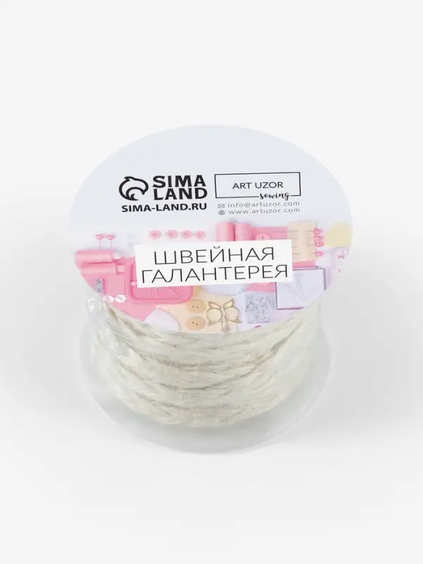 Тесьма декоративная холщовая &laquo;Косичка&raquo;, 6 мм, 9&plusmn;0.5 м, светло-бежевая