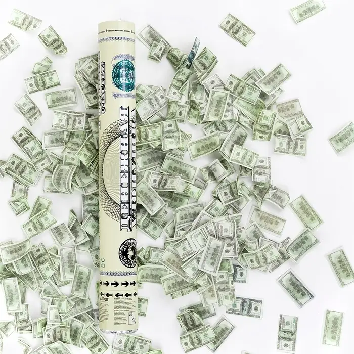 Хлопушка пневматическая  Хлопушка пневматическая "Деньги, Доллары"  (16/40 см)