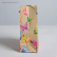 Пакет подарочный крафтовый, упаковка, &laquo;Бабочки&raquo;, ML 23&times;27&times;11.5 см