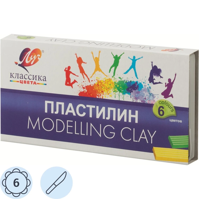 Пластилин классический Луч Классика 6цв 120гр со стеком