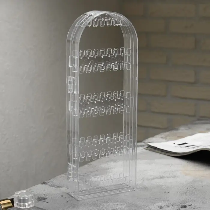 Подставка-книжка под серьги, 2 секции, 8 рядов, 21×1×28 см цвет прозрачный, Подставка-книжка под серьги, 2 секции, 8 рядов, 21×1×28 см цвет прозрачный,