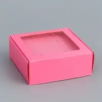 Коробка для бижутерии с PVC окном 8×8×3 см, розовый