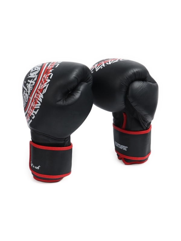 Боксерские перчатки FIGHT EMPIRE, ART, натуральная кожа, чёрные, размер 12 oz