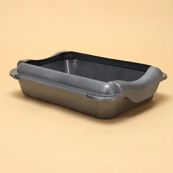 Туалет для кошек, 36&times;26&times;9 с, средний, с бортом, пластик, серебристый