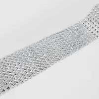 Лента с имитацией страз, 4 см, 9&plusmn;1 м, цвет серебряный