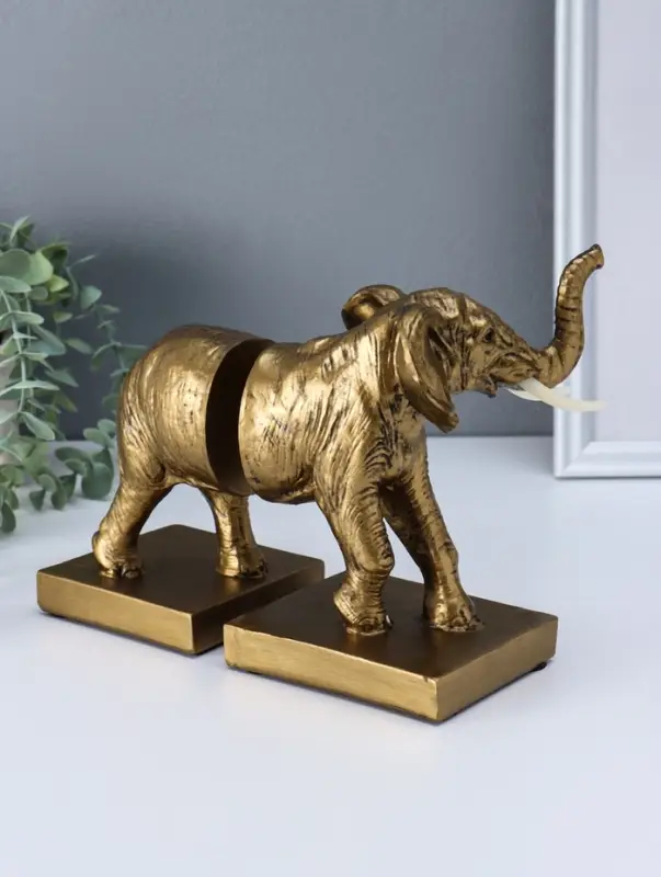 Держатели для книг полистоун "Слон" набор 2 шт 12х21х18 см