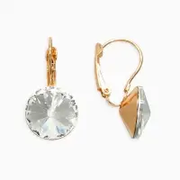 Серьги со стразами &laquo;Яркая классика&raquo;, белые в золоте, d=1.4 см