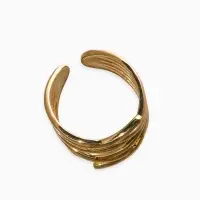 Кольцо &laquo;Звенья&raquo;, широкое, цвет золото, безразмерное