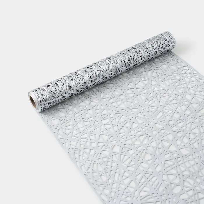 Дорожка на стол Доляна &laquo;Паутинка&raquo;, 30&times;150 см, серебряная