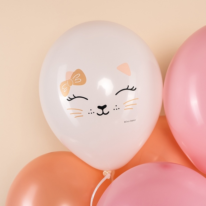 Воздушный шар латексный 12 Воздушный шар латексный 12" "Кошечка с бантом" ассорти, пастель, 1ст., набор 25 шт., МИКС