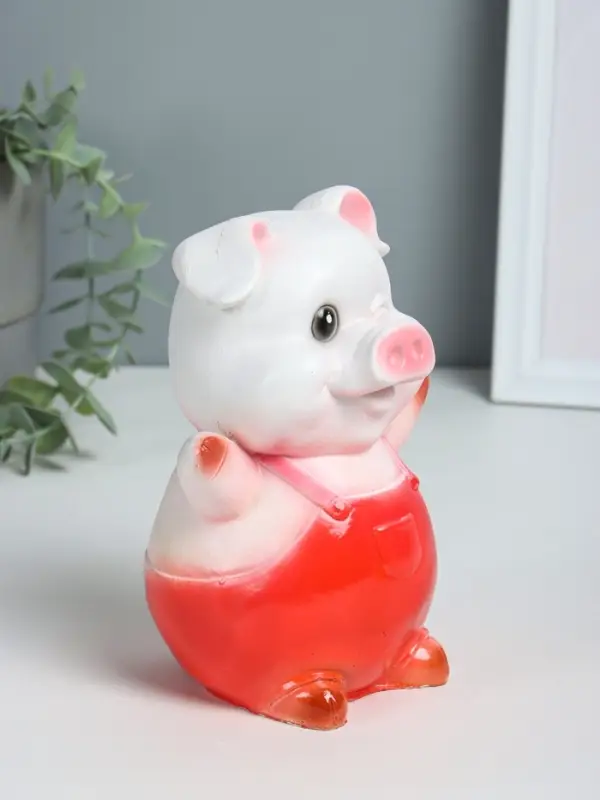 Копилка "Поросенок счастливый" 18 см, белый