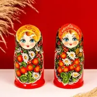 Матрёшка деревянная &laquo;Ягодка&raquo;, чёрный платок, 7-кукольная, 22 см, МИКС