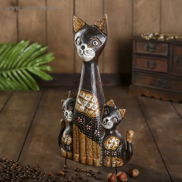 Сувенир Сувенир "Три кошки с узором" дерево 5х18х30 см