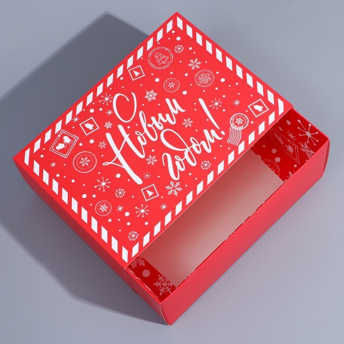 Подарочная коробка складная, новогодняя«С Новым годом», 25 х 18 х 10 см, Новый год Подарочная коробка складная, новогодняя«С Новым годом», 25 х 18 х 10 см, Новый год