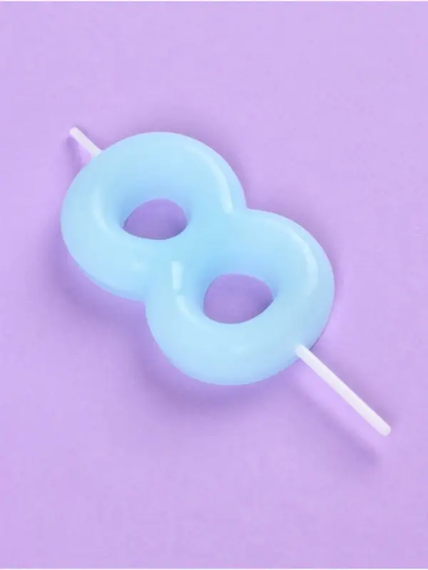 Свеча в торт &laquo;Цифра 8&raquo;, светящаяся голубая, 9 см