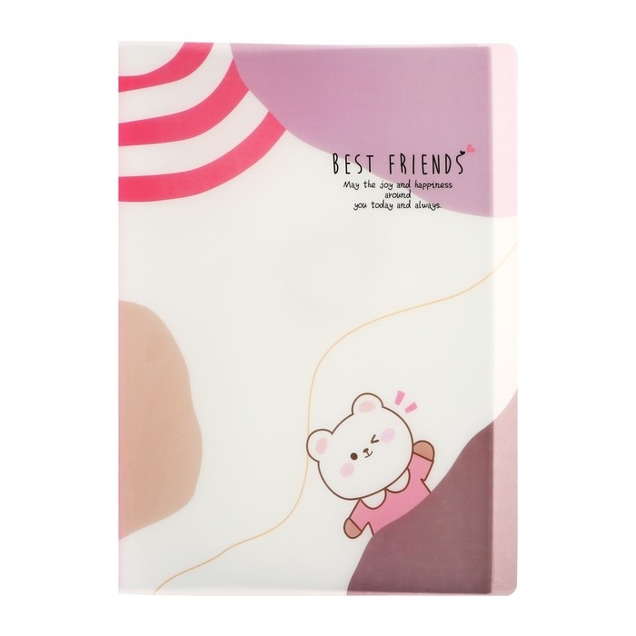 Папка формат А4, с 40 прозрачными файлами Папка формат А4, с 40 прозрачными файлами "Зверята", МИКС