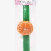 Игольница на браслете &laquo;Апельсин&raquo;, 23&times;7 см, зелёная