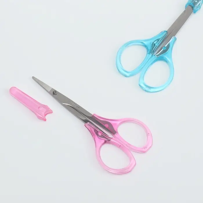 Ножницы маникюрные, с колпачком, прямые, 9.5 см, МИКС