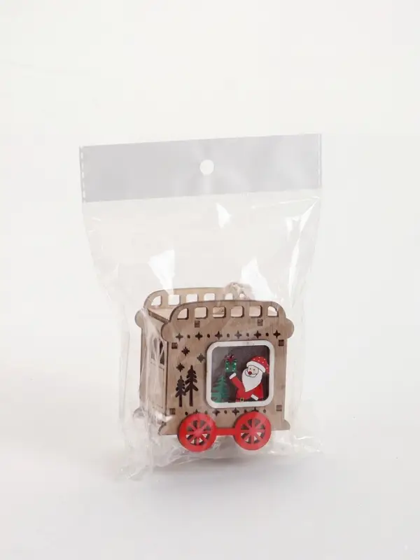 Ёлочная игрушка &laquo;Вагончик&raquo; 7.5&times;7 см, подвеска, от батареек AG10&times;3, свечение тёплое белое