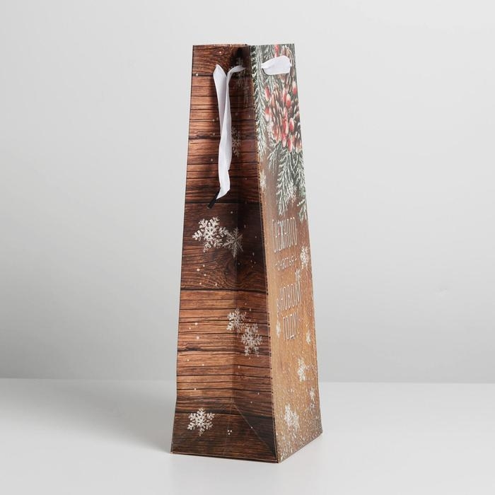 Пакет под бутылку крафтовый «Снежного счастья в новом году», 13 х 35 х 10 см Пакет под бутылку крафтовый «Снежного счастья в новом году», 13 х 35 х 10 см